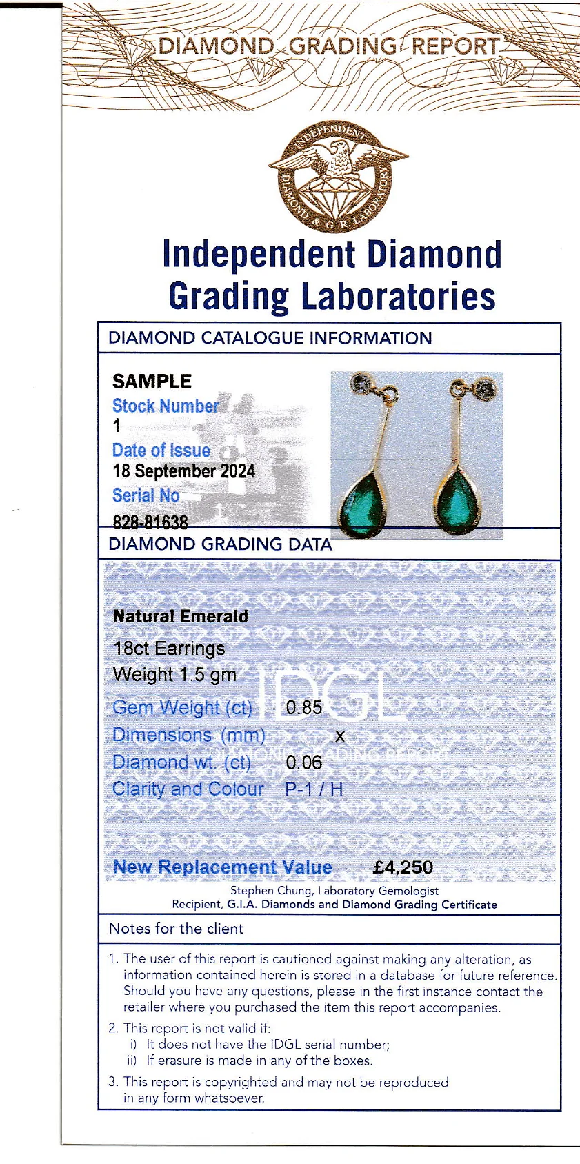 Valuation of Coloured Gem Set Rings Sample