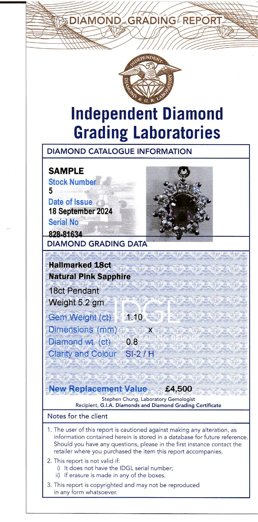 Valuation of Coloured Gem Set Rings Sample