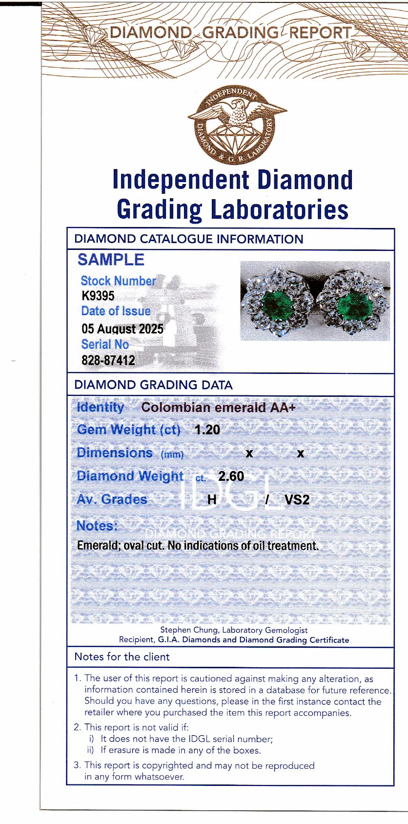 Coloured Gems Reports Sample