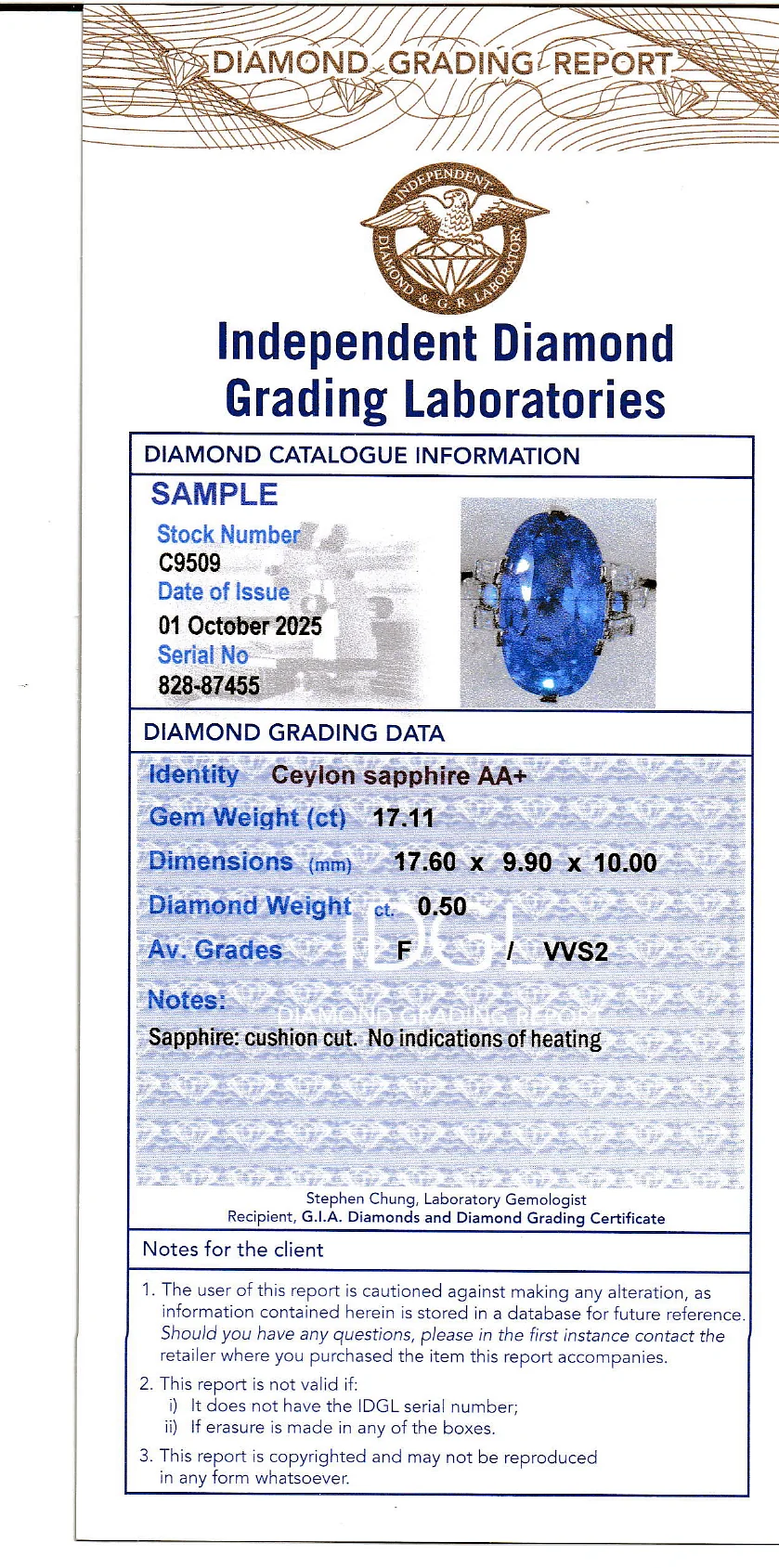 Coloured Gems Reports Sample
