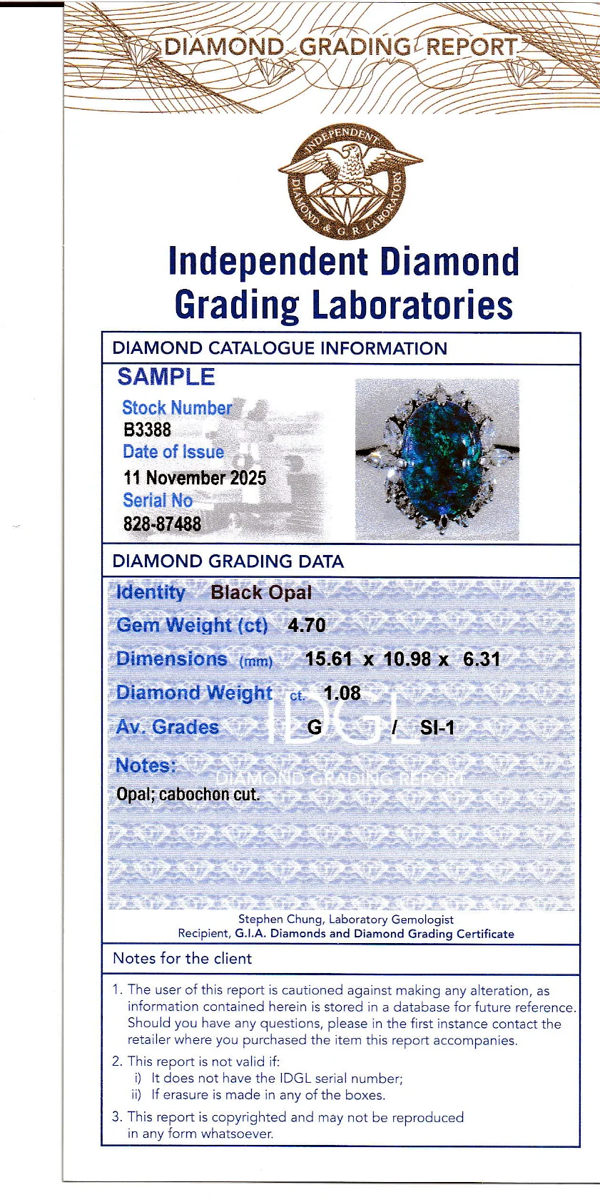 Coloured Gems Reports Sample