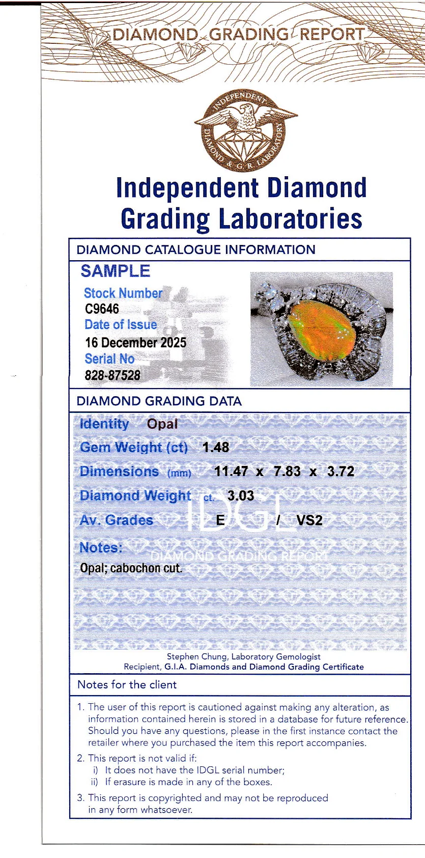 Coloured Gems Reports Sample
