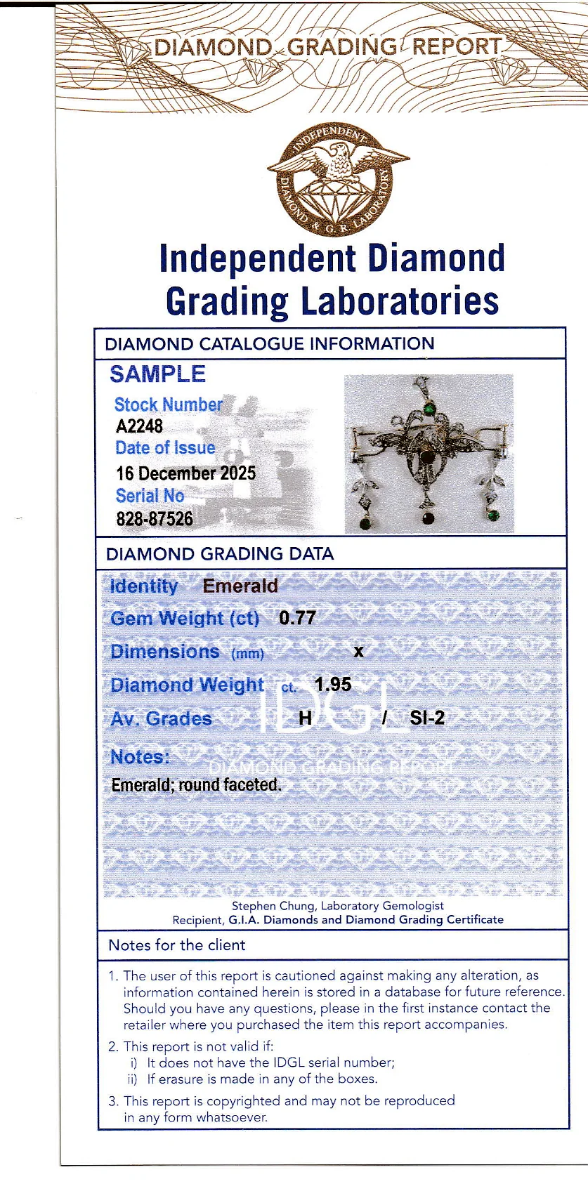 Coloured Gems Reports Sample