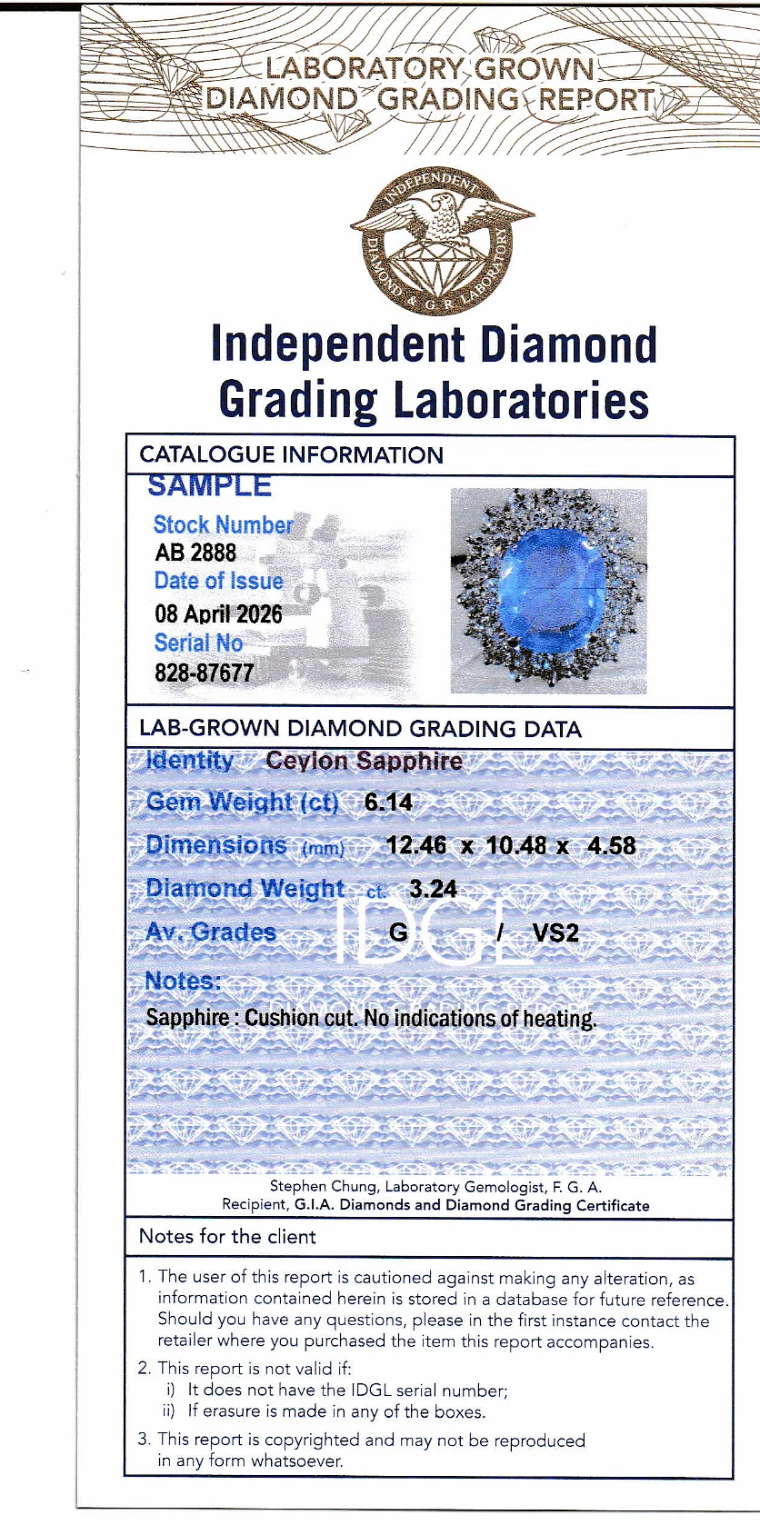 Coloured Gems Reports Sample