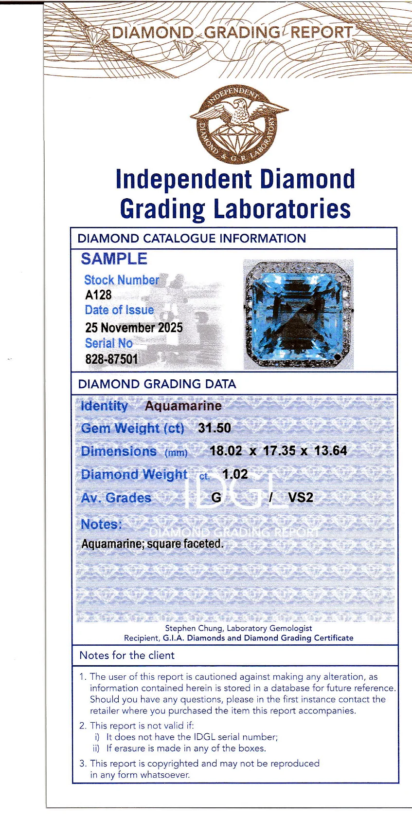 Coloured Gems Reports Sample