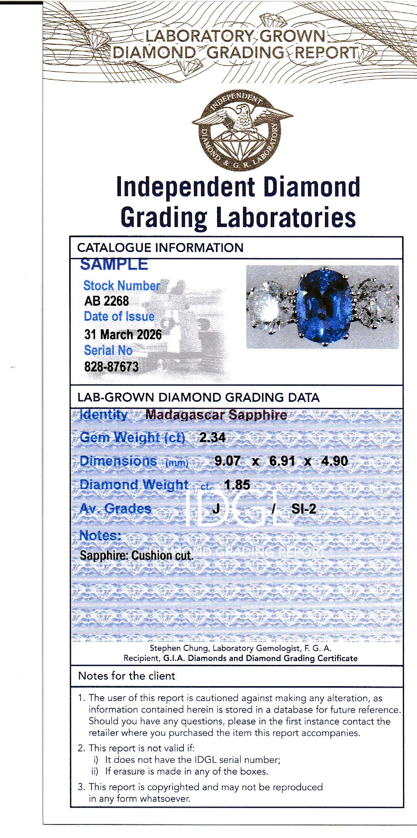 Coloured Gems Reports Sample