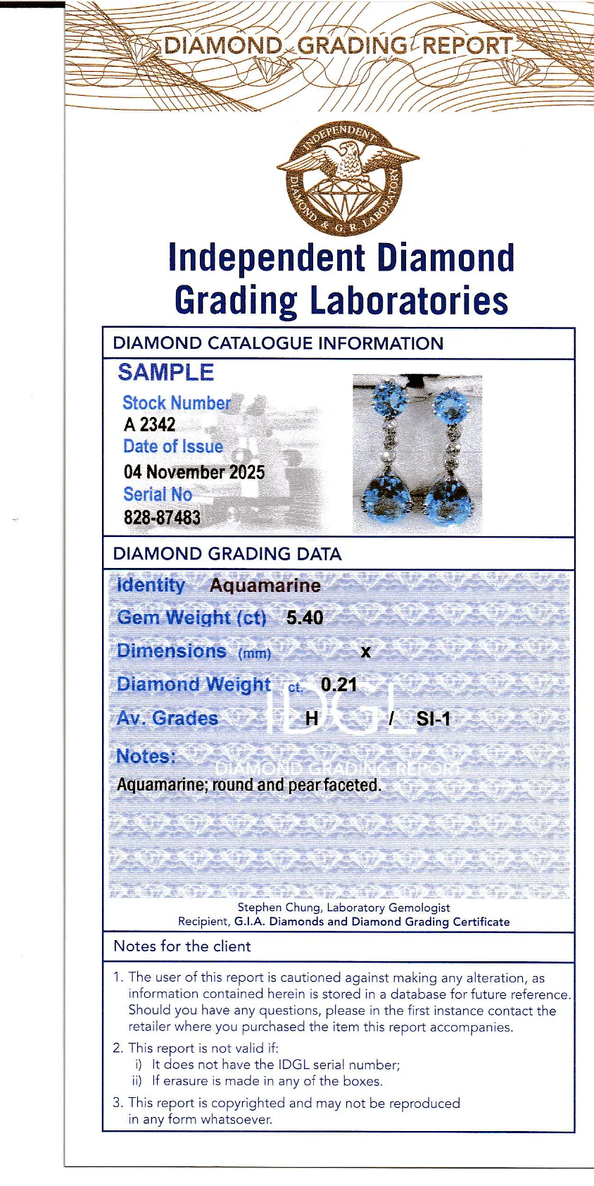 Coloured Gems Reports Sample