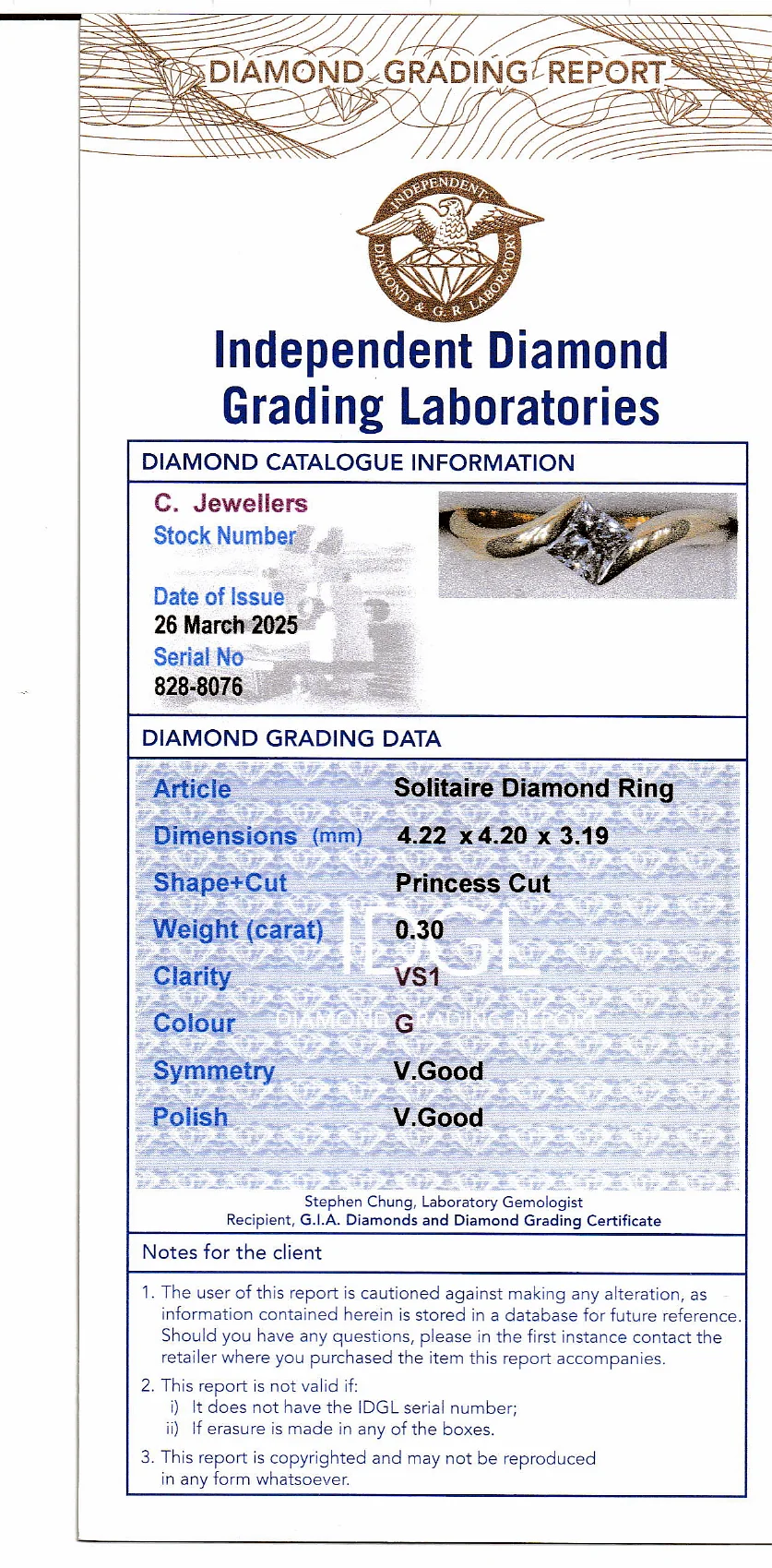 Mini Natural Diamond Reports Sample