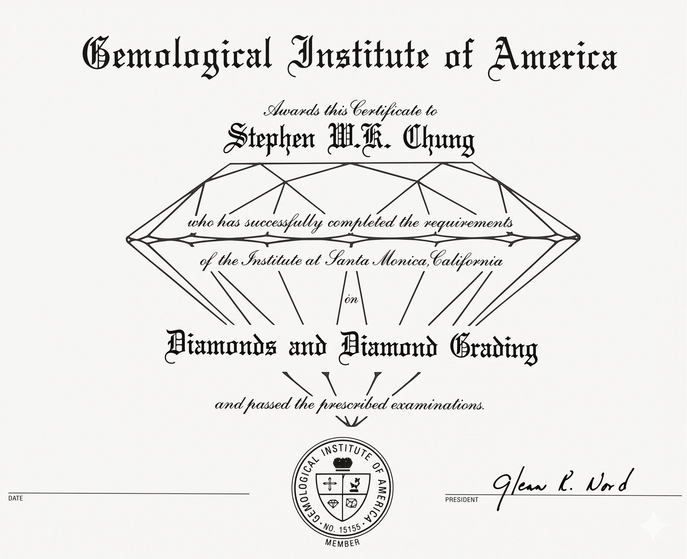 GIA Diamond Grading Certificate