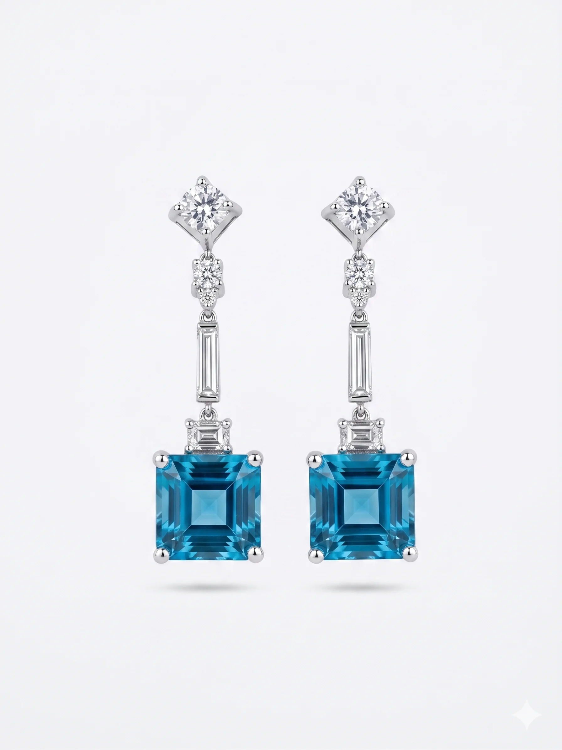 Aquamarine and diamond earrings
