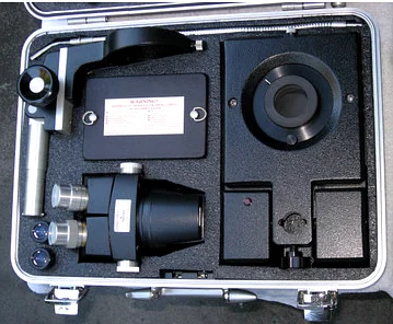 Portable G.I.A. gem lab case open showing equipment inside