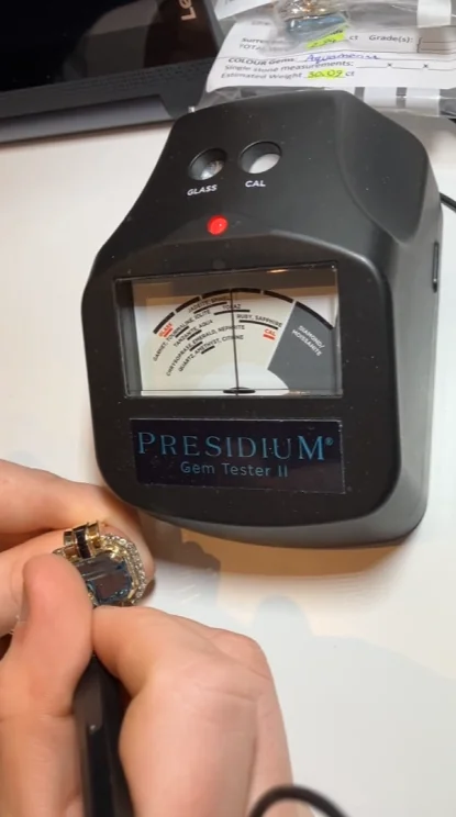 Presidium gem tester on a cluster ring