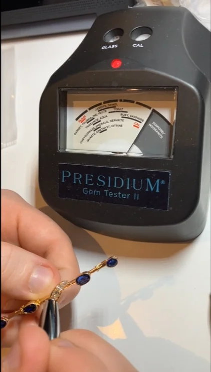 Presidium gem tester on a tennis bracelet